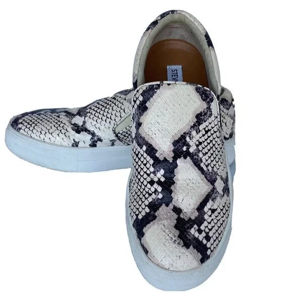 Steve Madden Gills Womens 8M Snake Print Platform Slip on Sneakers Leather Shoes - Picture 2 of 16